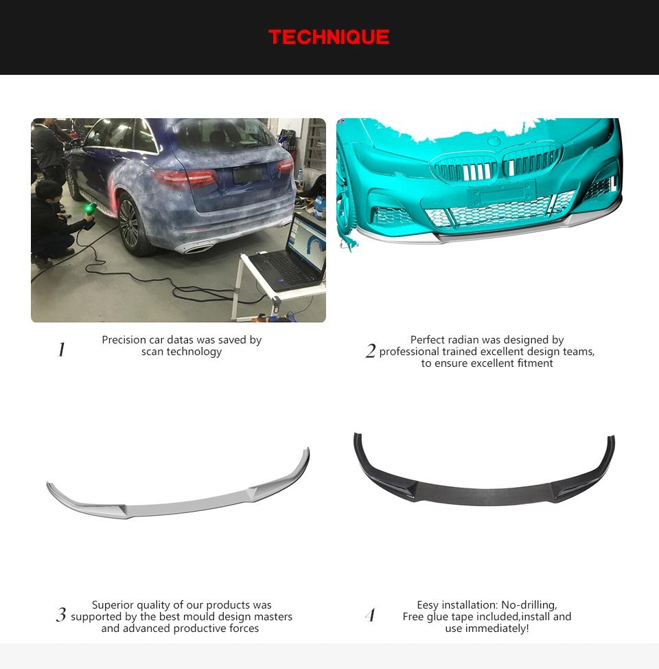 Real Carbon Fiber Front Bumper Lip for BMW 3 Series G20 G28 M-Sport 2020