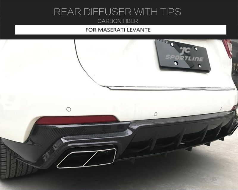 Carbon Fiber Rear Bumper Diffuser with Tips for Maserati Levante 2016-2018