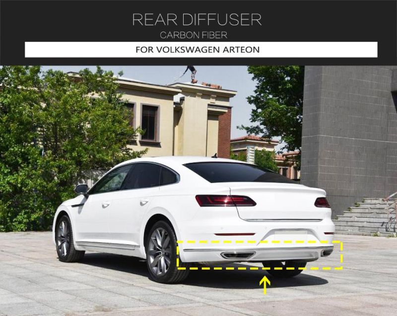 3PCS Carbon Fiber Rear Bumper Diffuser Lip for Volkswagen Arteon Hatchback 4-Door 2019-2020