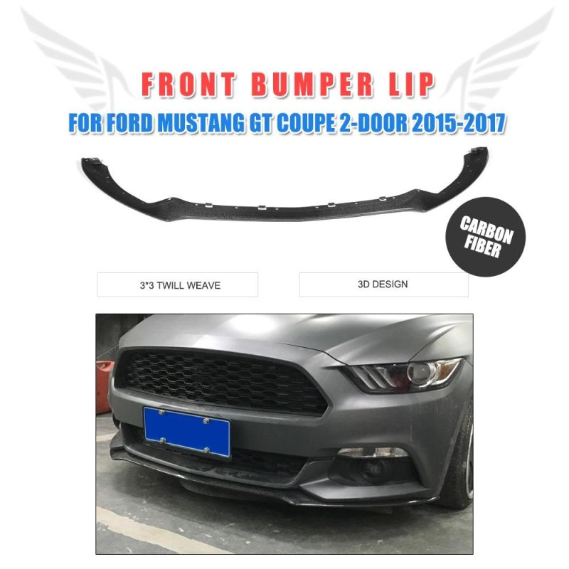 Carbon Fiber Front Bumper Chin Lip Splitter for Ford Mustang Gt Coupe 2-Door 2015-2017