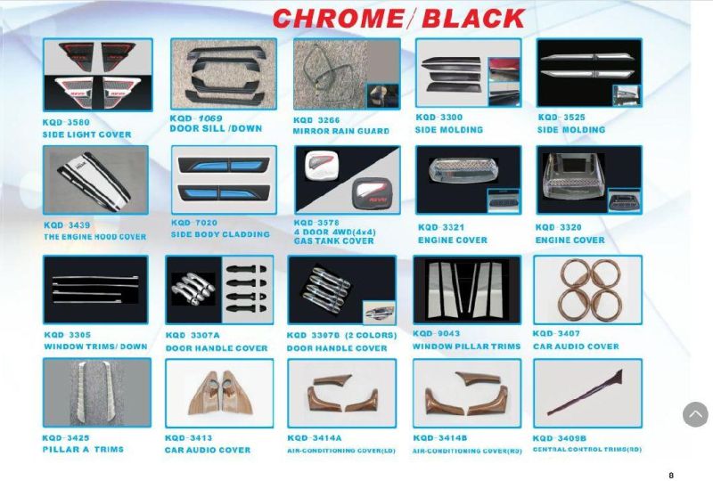 ABS Chrome/Black Car Door Handle Bowl Cover for Toyota Revo