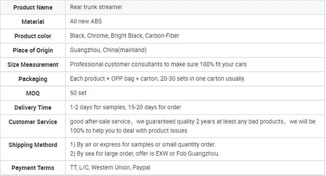 2012-2015 Vigo Rear Trunk Streamer