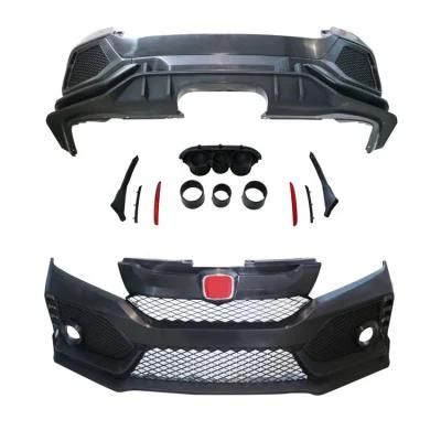 Car Body Kit for Honda City 2015-2019 Upgrade to Type R Brand New Front Rear Bumper Bumper Grille and Tail Pipes
