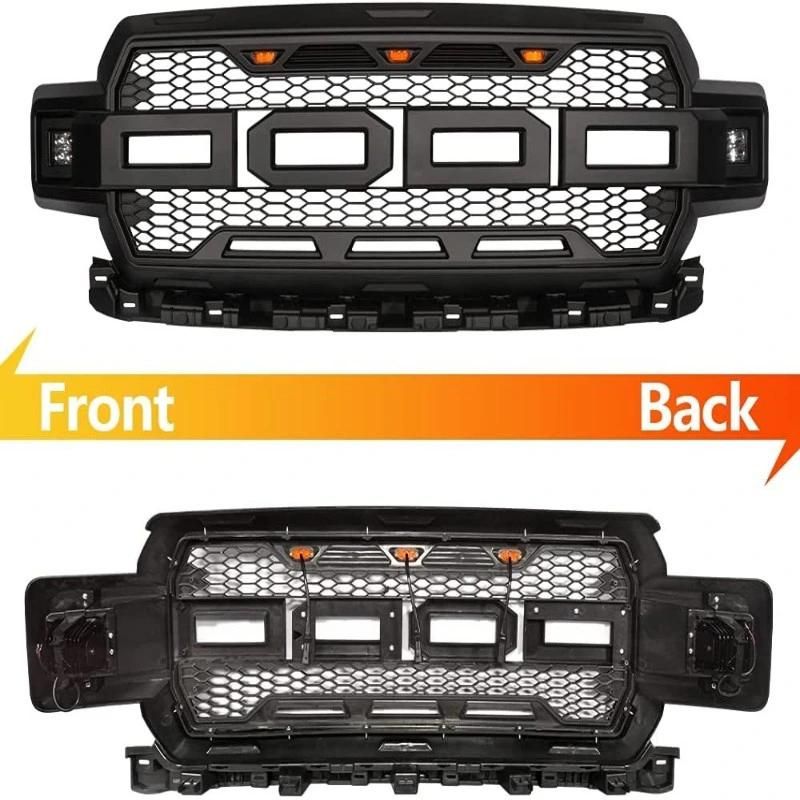 Front Grill with 3 Amber LED Lights & Side LED Lights with 2 Letters for Ford F150 2018-2019