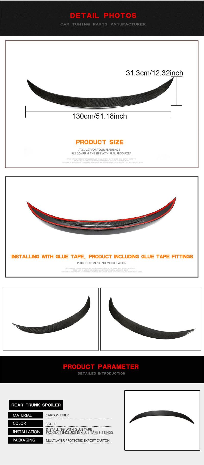 Carbon Fiber Rear Spoiler Wing for BMW 6 Series F13 Coupe 2013-2019