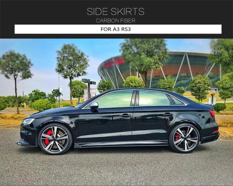 Carbon Fiber RS3 Side Skirts Extension for Audi RS3 8V Sedan 2017-2018 Sedan 4 Door