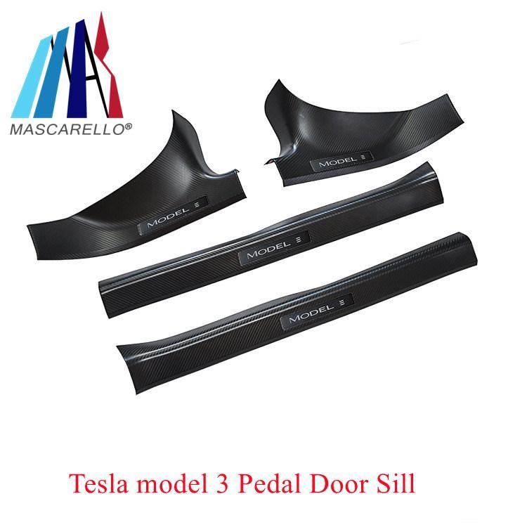 for Tesla Model 3 Pedal Door Sill Threshold Plate Carbon Fiber Anti Scratch
