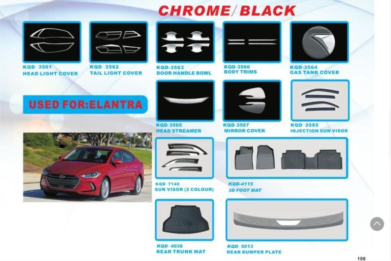 High Quality ABS Plastic Rear Bumper Plate for Hyundai Elentra