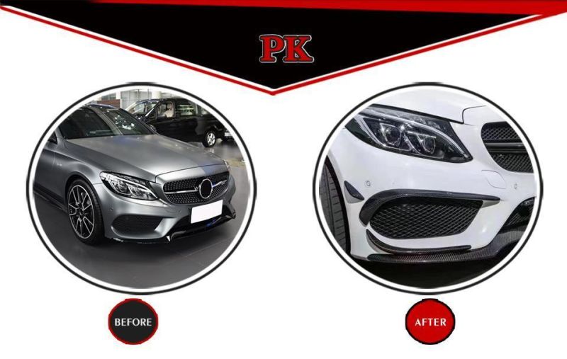 Carbon Fiber Front Bumper Canards Trim for Benz Sport Sedan W205 C300 C350 C200 2014-2017