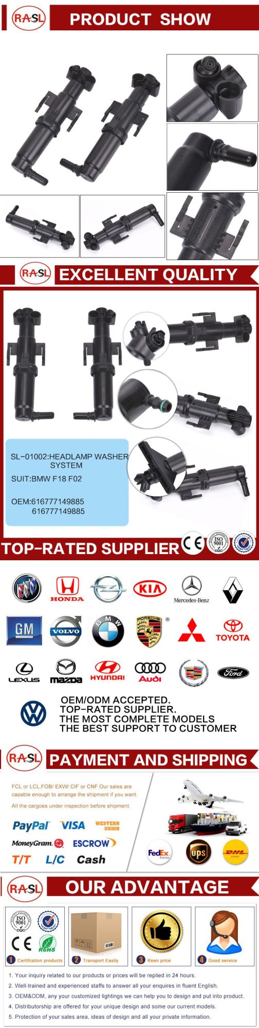 Headlight Washer Nozzle One Pair for 61677149885 61677149886