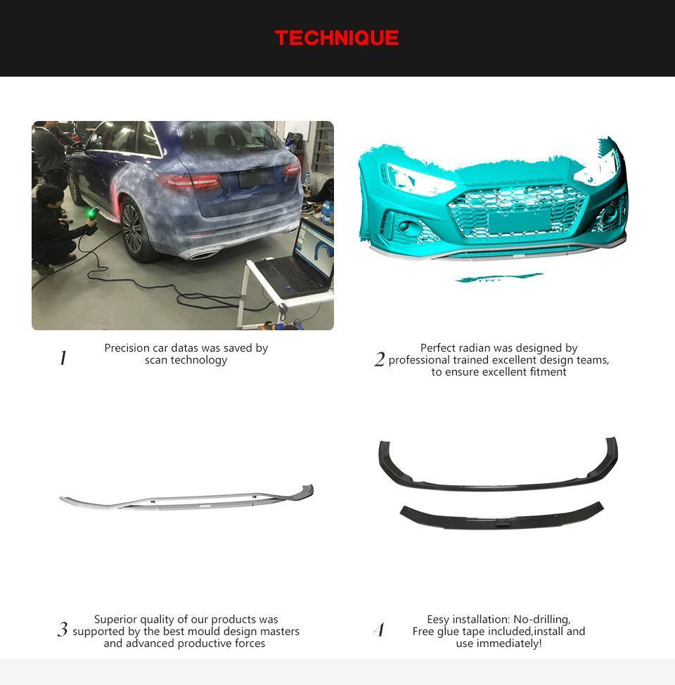 Dry Carbon Fiber Front Bumper Lip for Audi RS4 B9 Avant 2020-2021