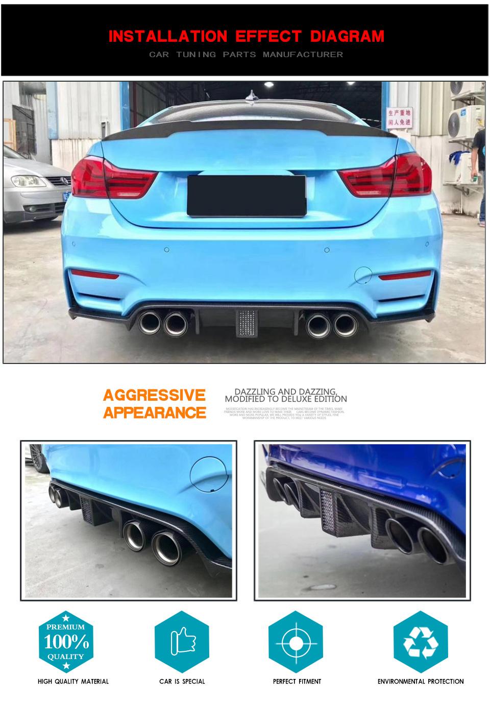 Carbon Fiber Car Rear Bumper Diffuser Lip Spoiler for BMW F80 M3 F82 F83 M4 2014 - 2019