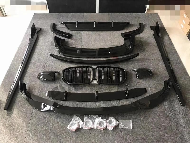 Auto Areo Kit Black Knight in Carbon Looking Body Kit Front Lip Side Skirts Spoiler for BMW X5 G05 2019-2021