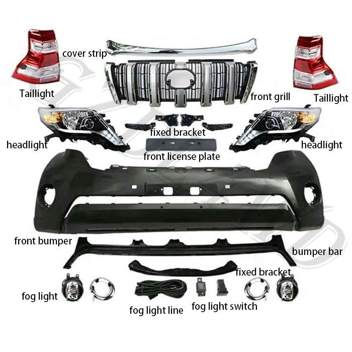 for Toyota Land Cruiser Prado 2008-2013 Upgrade to 2014-2017 Facelift Bumper Kit