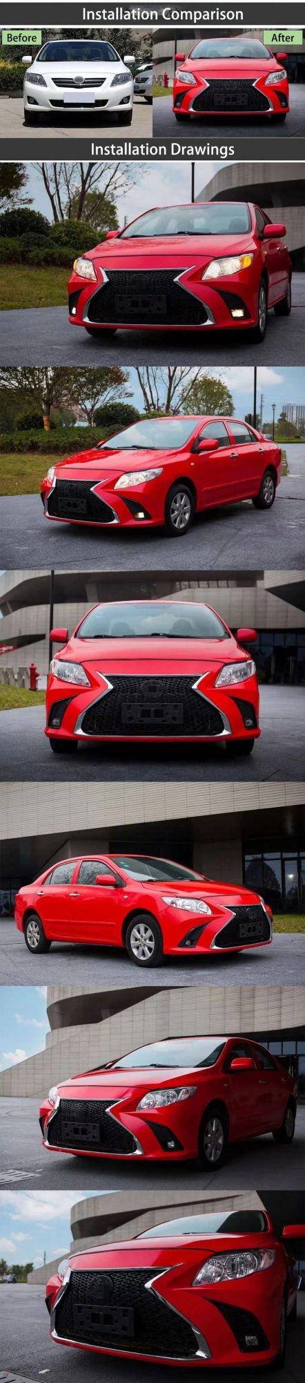 Car Front Bumper for Toyota Corolla 2007-2013 Lexus Es Style