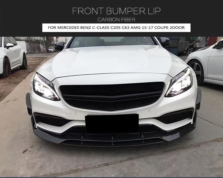 Carbon Fiber Front Bumper Lip for Mercedes Benz C-Class W205 C63 Amg 15-17