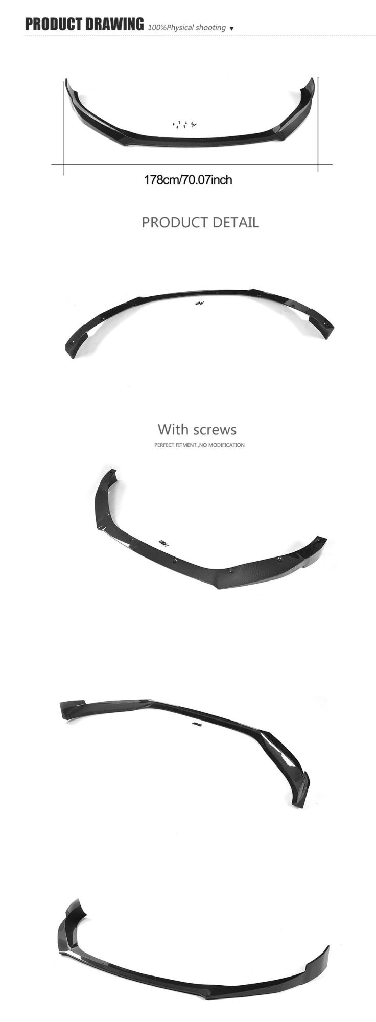 Carbon Fiber Front Bumper Lip for Mazda 3 Axela Sport 4-Door 2014-2016