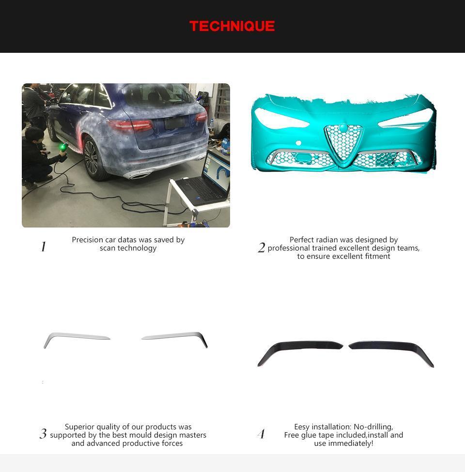 Carbon Fiber Front Bumper Canards 2PCS for Alfa Romeo Giulia 2016-2020