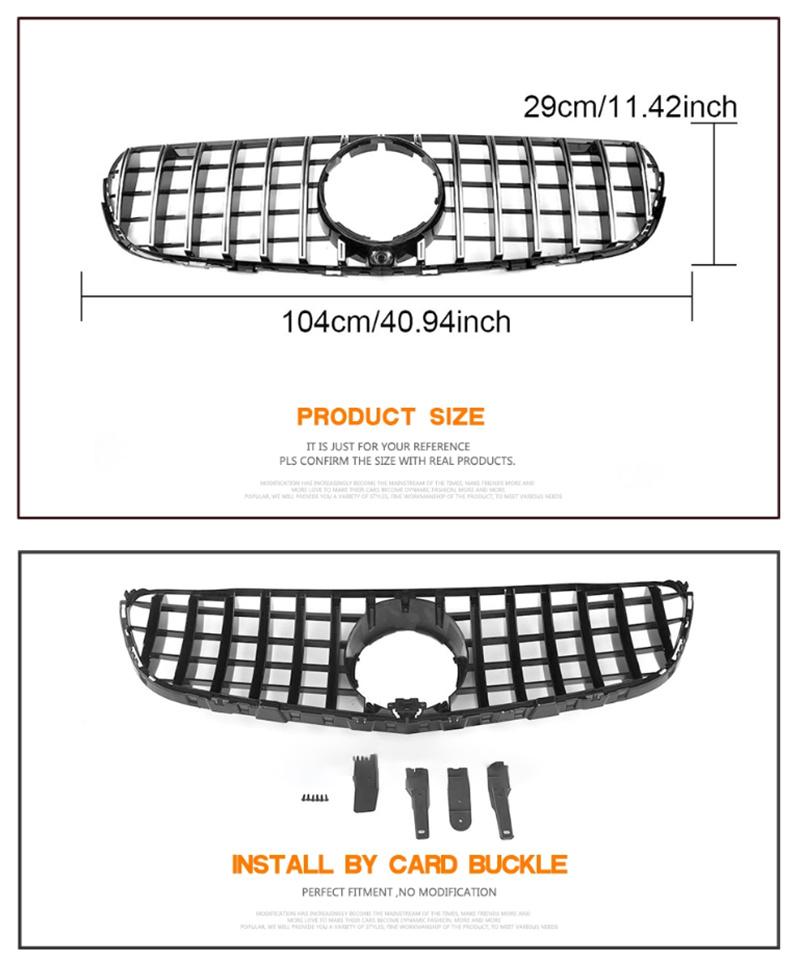 Gt Style W253 Front Auto Grill Black ABS Car Front Mesh Grille