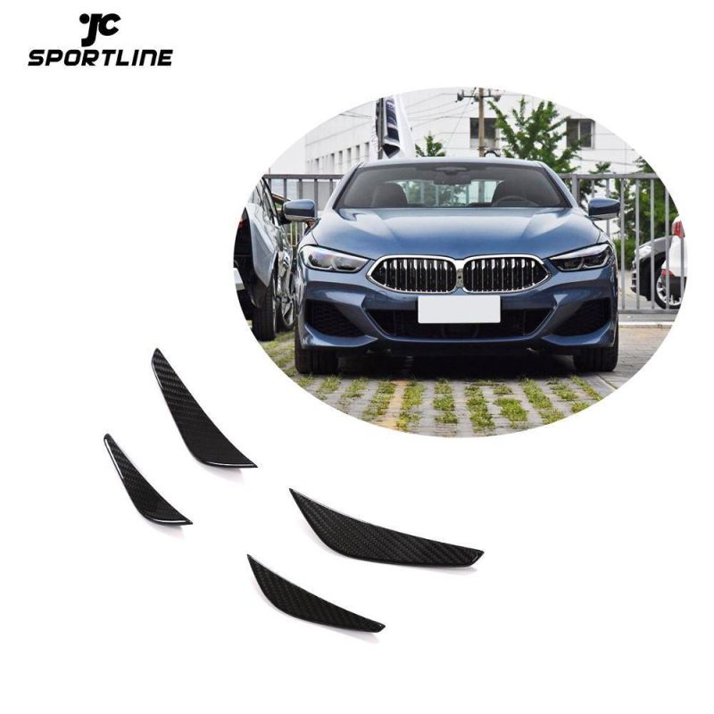 4PCS Carbon Fiber G14 G15 G16 Front Bumper Side Canards for BMW 8 Series M-Sport 2D 4D 2018-2021