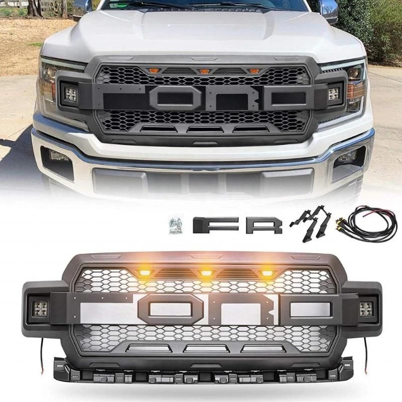 Raptor Style Grille for Ford F-150 2018-2020 ABS Front Grill with LED Lights