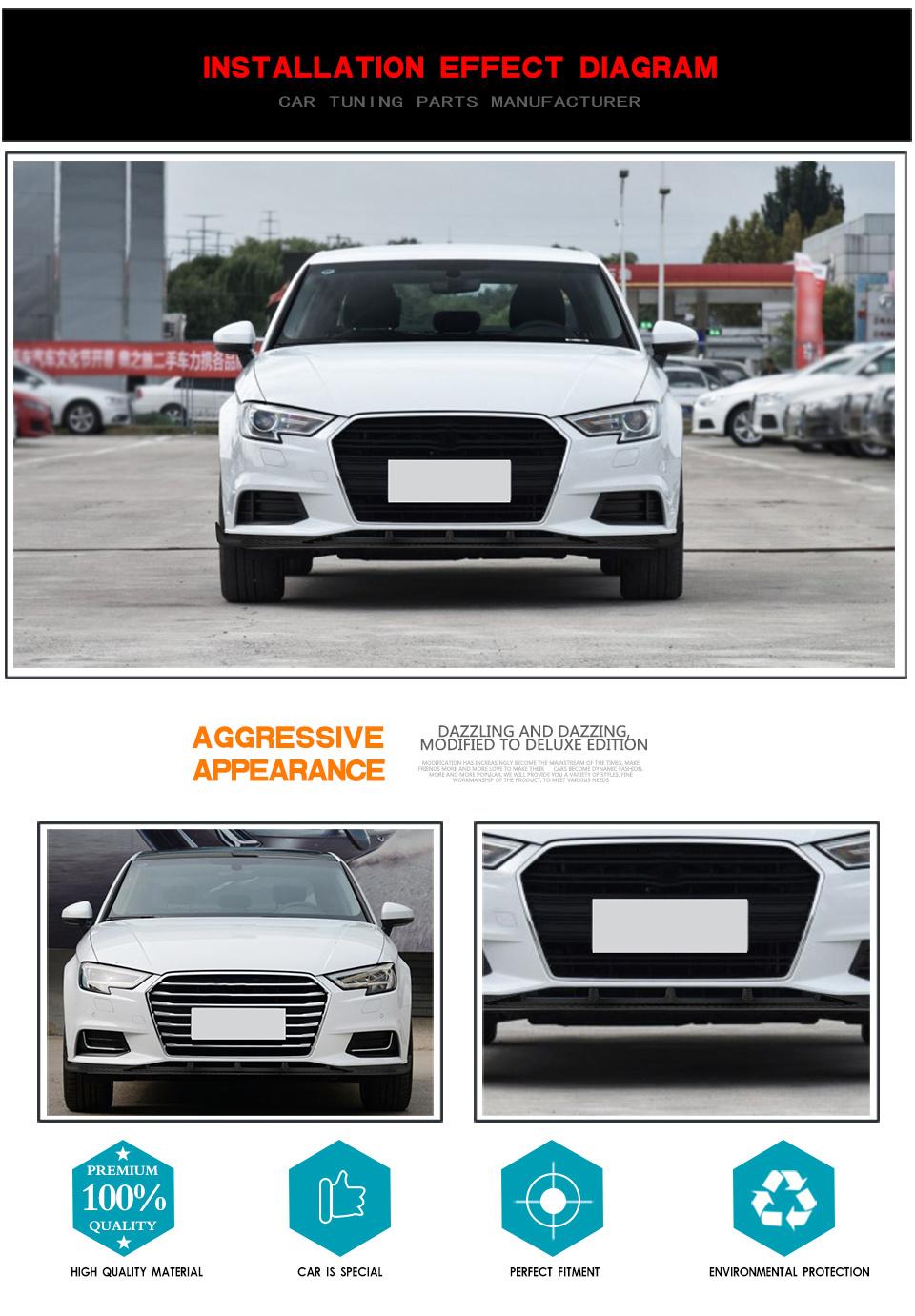 Carbon Fiber Car Front Lip for Audi A3 Sedan 4-Door 17-18 (Fits: A3)