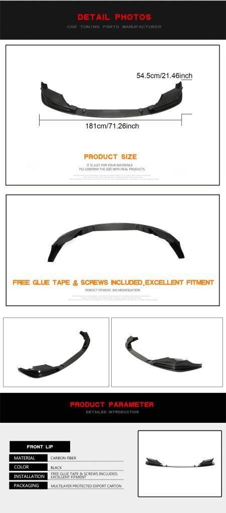 M5 Carbon Fiber Front Bumper Lip for BMW 5 Series F90 M5 Sedan 4-Door 2021-2022