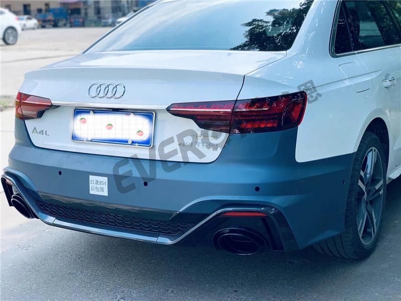 RS4 Style Car Rear Bumper with Tail Pipe for Audi A4 B9 2020-2021