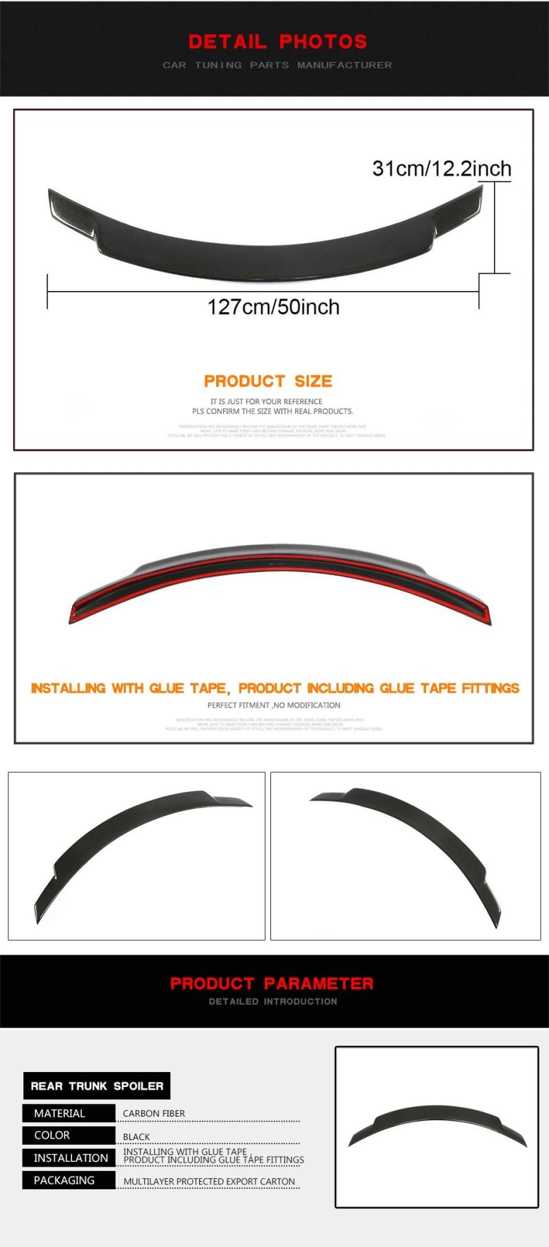 Carbon Fiber Rear Spoiler Wing for Mercedes Benz C Class W205 C63 AGM 2015