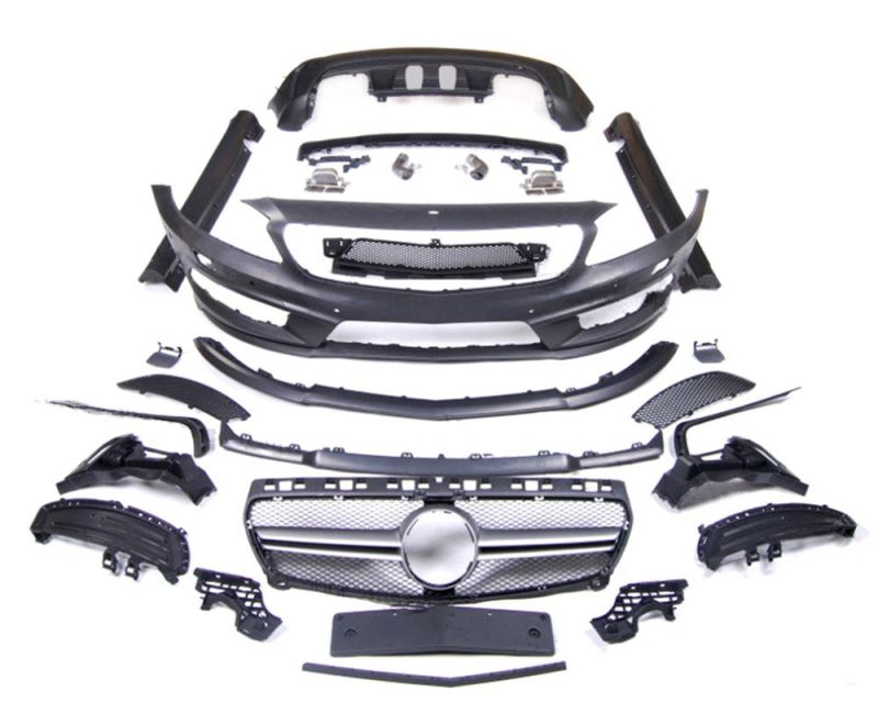 Front Bumper Exhaust Tip Side Skirt Body Kit for W176 A200 A250 to A45