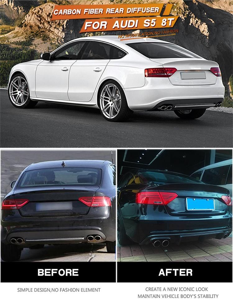 Carbon Fiber A5 S5 Rear Lip Diffuser for Audi A5 S5 8t Coupe 2 Door 12-14 (Fits: A5)