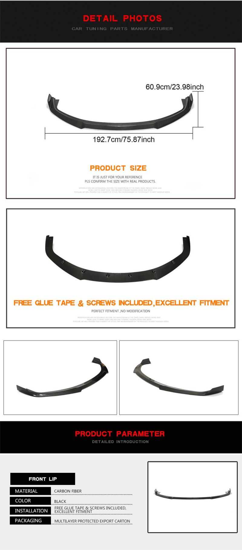 Carbon Fiber Front Lip for Porsche Panamera 970 Hatchback 4-Door 2014-2016