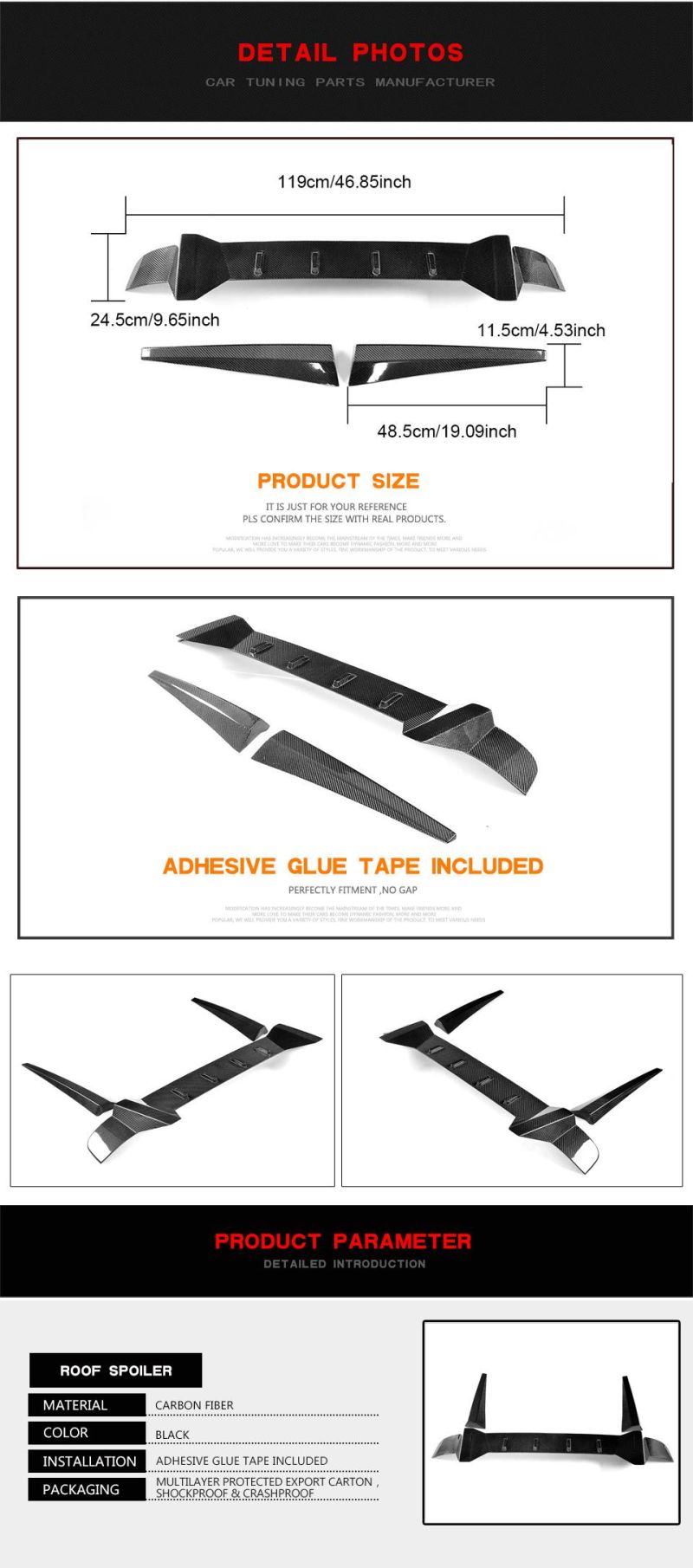 Carbon Fiber Rear Roof Spoiler Wing for Honda Civic New Type-R Style 2015-2016