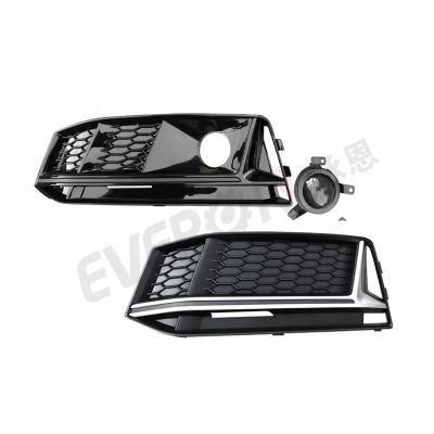 RS4 Style Front Bumper Fog Lamp Cover Grille for Audi A4 B9 2016-2018