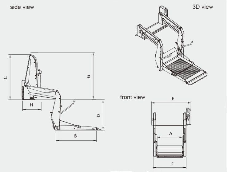 Passenger Hydraulic Wheelchair Lifting Platform for Van Rear Door Loading 300kg