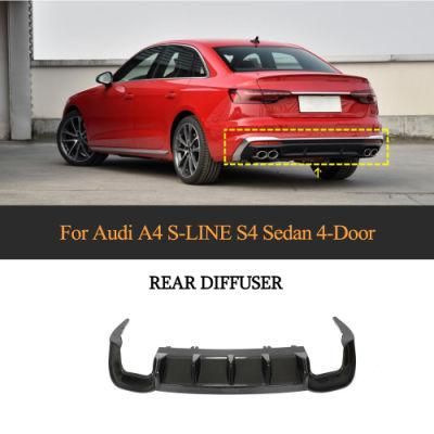 Carbon Fiber S4 Car Rear Bumper Diffuser for Audi S4 B9 Type 8W A4 Sline Sport Sedan 2020 2021