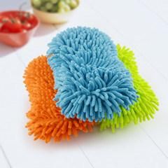 Klm-013 Wholesale Chenille Fiber Fabric Wipe Car Handle Sponge Glove Towel Washcloth