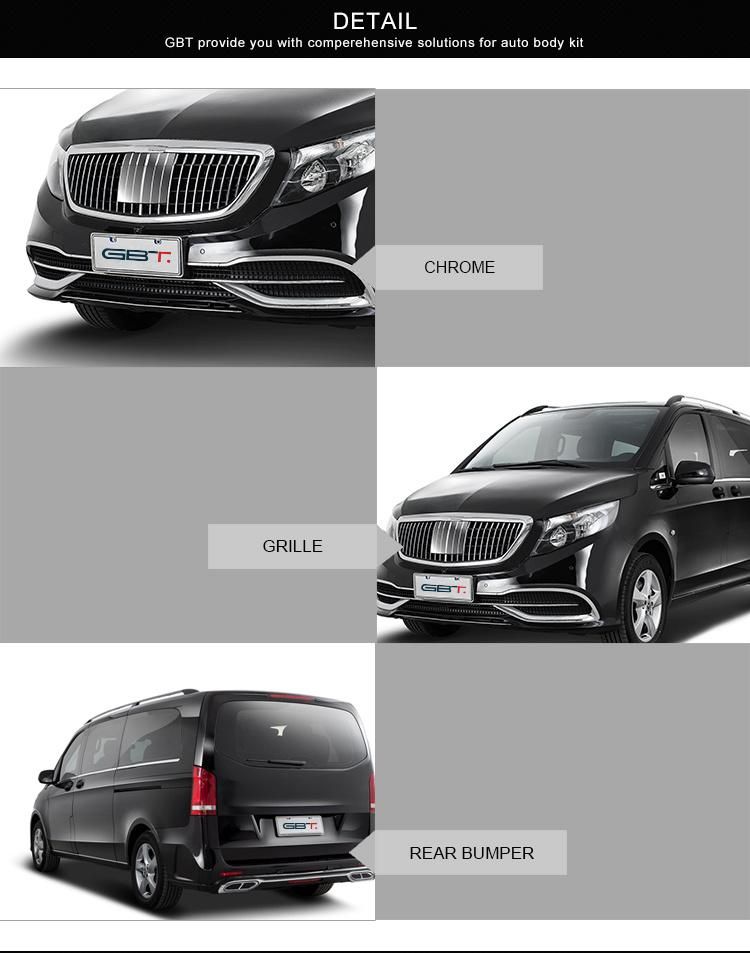 Gbt Car Accessory Grille Chrome Hood License Board Front/Rear Bumper for Mercedes-Benz V M Model