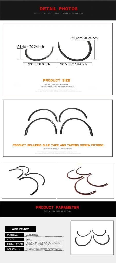 Dry Carbon Fiber Car Wheel Eyebrow Arch Trim Lips Fender Flares Protector for Tesla Model Y 2019-2021