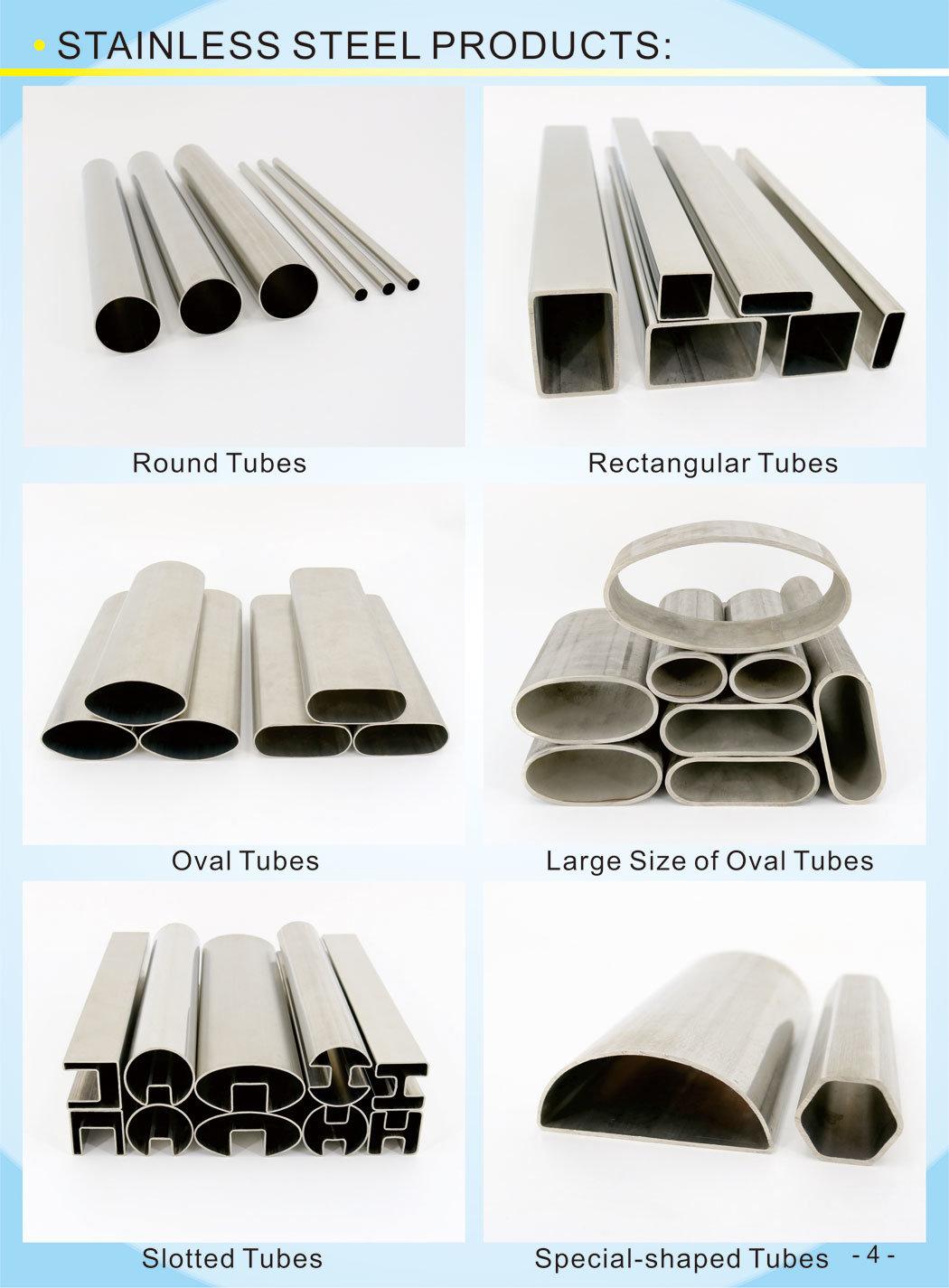 Stainless Steel Welded Flat Sided Oval Pipes (Tubes) with Titanium-Plated for Cars