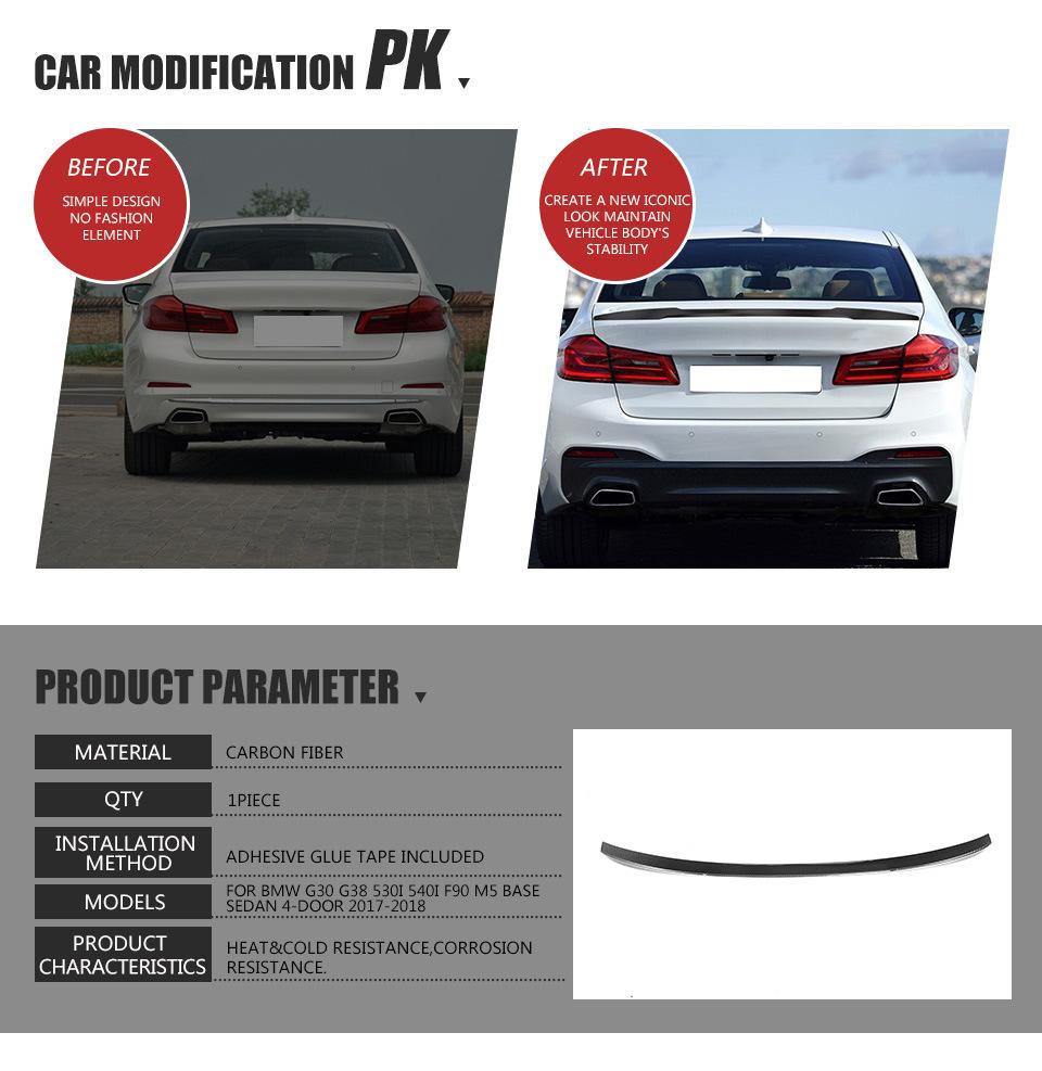 Carbon Rear Trunk Spoiler for BMW 5series G30 G38 530I 540I 17-18