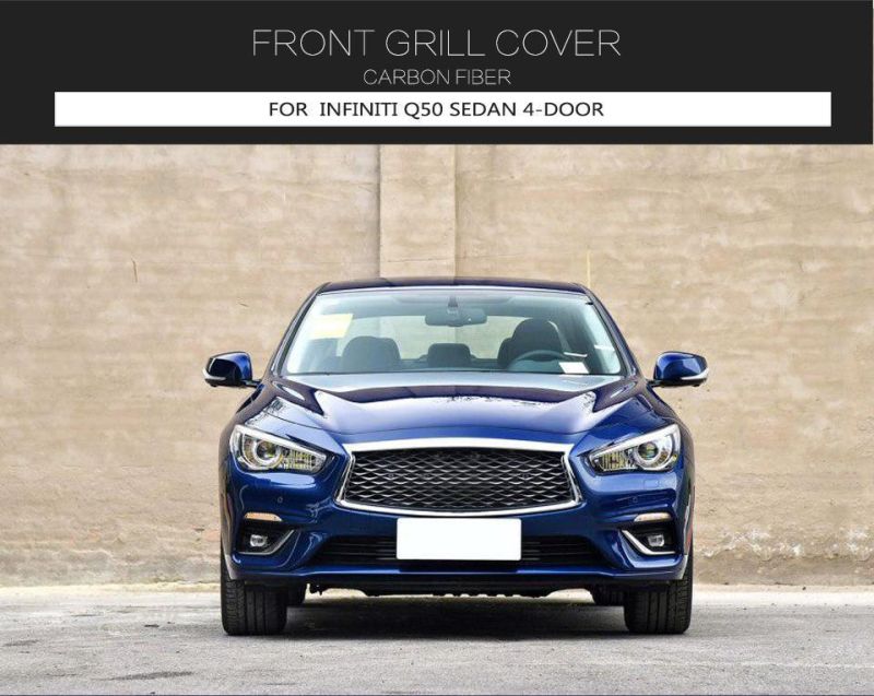 for Infiniti Q50 Carbon Fiber Front Grill Cover 2018-2019 Sedan 4-Door