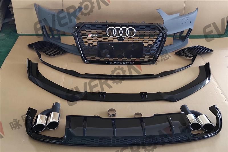RS Style Front Bumper with Lip Splitter Conversion Body Kit for Audi A4 B9 2017-2019