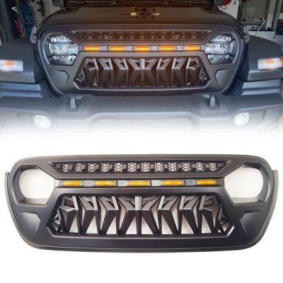 Auto Body Part Matte Black 2018 2019 Jeep Wrangler Jl Jlu Jt Gladiator Accessories Front Grille with Light