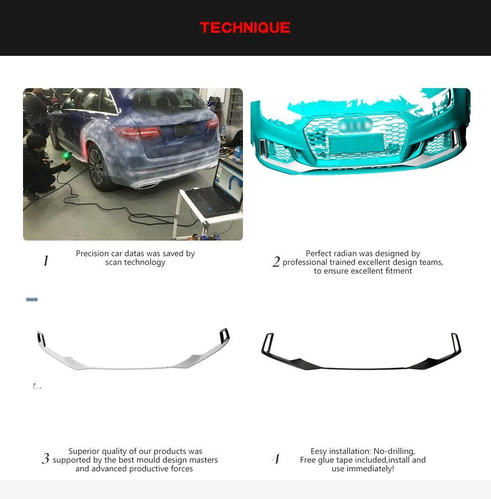 Carbon Fiber Front Bumper Lip Scoop Trims for Audi RS3 Sedan 4-Door 2017-2019