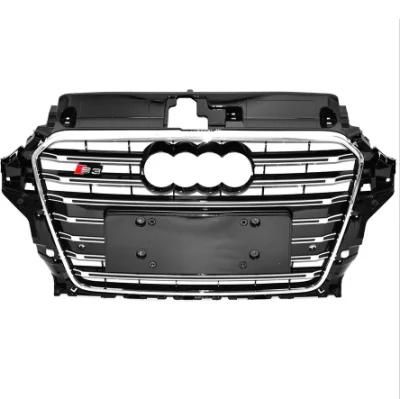 Front Grill Upgrade Black Gray ABS Grill for 2017-2019 Audi S3 Front Bumper Grill for Car Parts