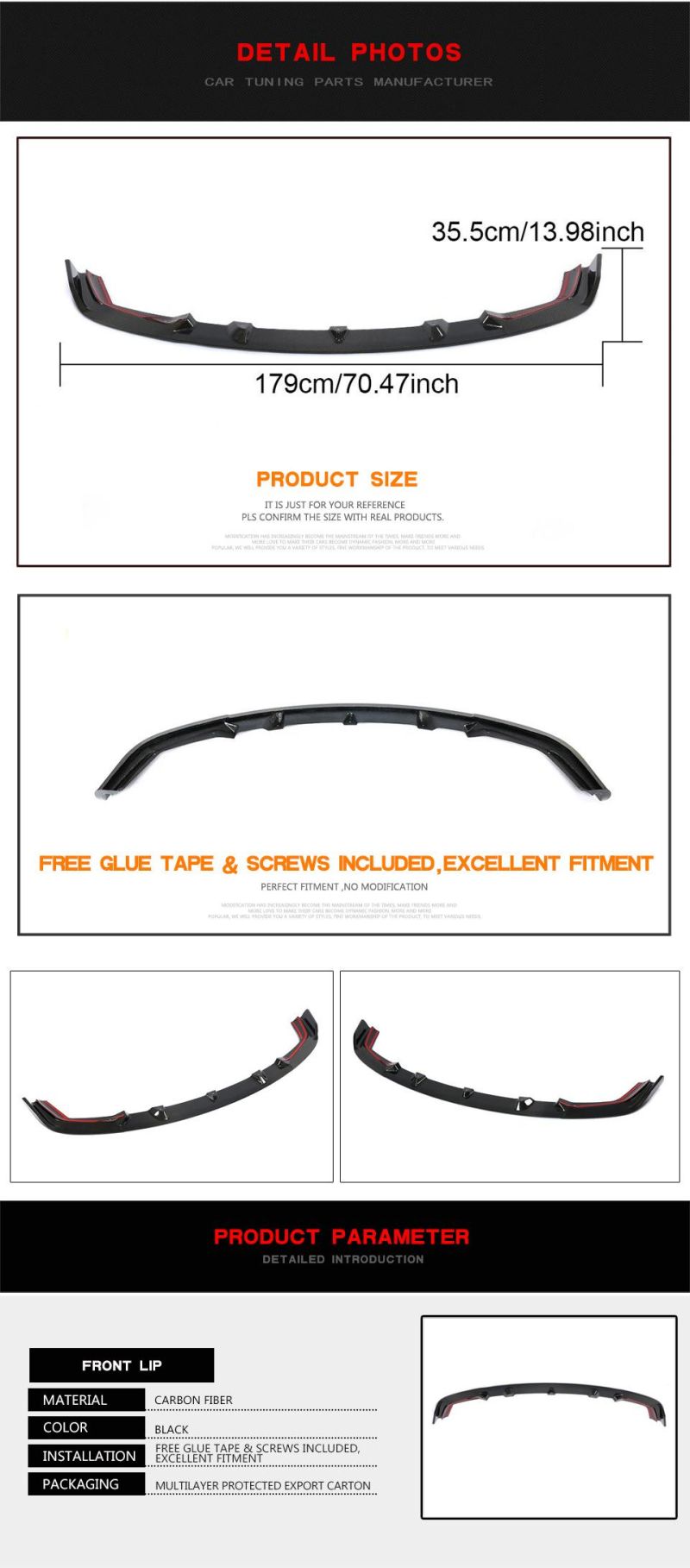 for BMW M2 Carbon Fiber Front Bumper Lip Competition Coupe 2-Door 2018-2020