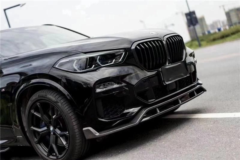 Auto Areo Kit Black Knight in Carbon Looking Body Kit Front Lip Side Skirts Spoiler for BMW X5 G05 2019-2021