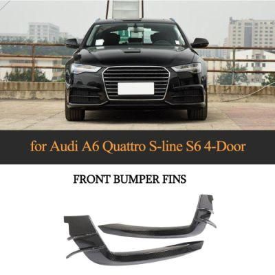 Carbon Fiber Front Bumper Fins for Audi A6 S6 Quattro S-Line 4-Door 2015-2018