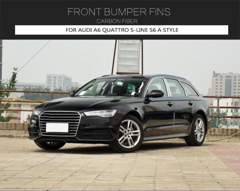 Carbon Fiber Front Bumper Fins for Audi A6 S6 Quattro S-Line 4-Door 2015-2018